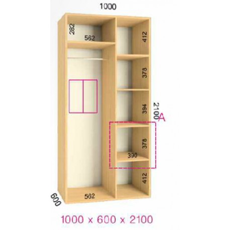Шкаф-купе Феникс в210-г60 - Серия:Ширина шкафа: Стандарт:100 см / 2-х фасадный