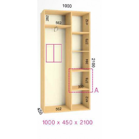 Шкаф-купе Феникс в210-г45 - Серия:Ширина шкафа: Стандарт:100 см / 2-х фасадный