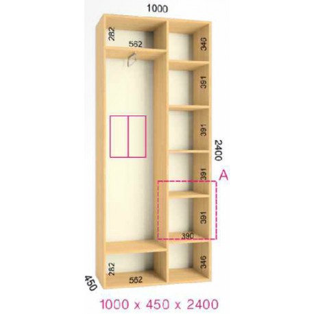Шкаф-купе Феникс в240-г45 - Серия:Ширина шкафа: Стандарт:100 см / 2-х фасадный